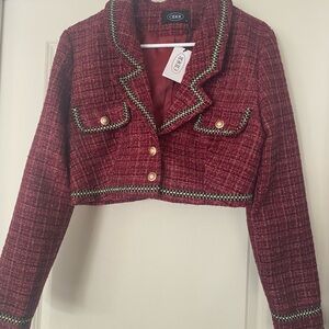 Cider Cropped Tweed/Plaid with Metallic Trim Brand new with tags!